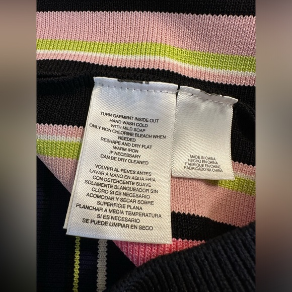 RACHEL ROY Taryn Tank Top Sweater Striped Knit Shell Blouse Shirt Pink Black - Picture 7 of 11